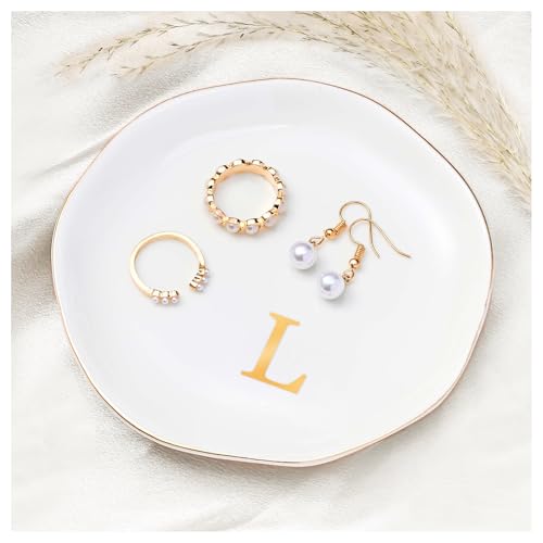 ProCase Ceramic Jewelry Tray, Initial Ring Dish -Letter L by ProCase - Used condition - CA$11.89