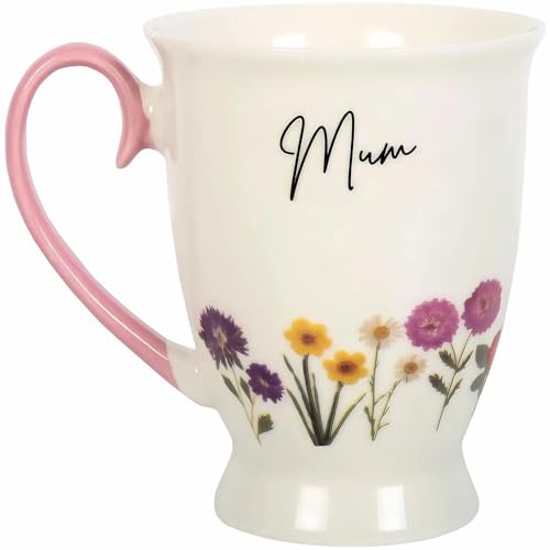 Something Different WF_01924 Taza de cerámica con pedestal de flores silvestres, regalo perfecto para abuelas, porcelana china