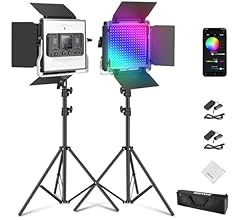 NEEWER Upgraded 660 PRO II RGB LED Video Light with App Control & Tripod Stands, 2 Pack 50W Key Panel Lighting with 7000lux…