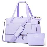 Gym Bag for Women, Sports Travel Duffel Bag with USB Charging Port, Weekender Overnight Bag with Wet