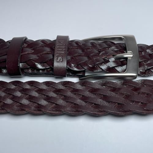 Mens Leather Braid Belt, W:3.4cm, Give yourself a gift, To husband, friends, lover3