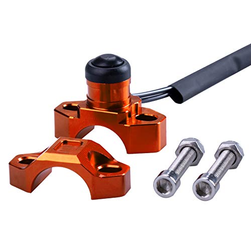 ORAEVY CNC Universal Motorcycle Engine Stop Start Kill Switch Button with Mounting Backplate Compatible with SX EXC XCF Duke LC4 SMR SMC SUPERDUKE - Orange