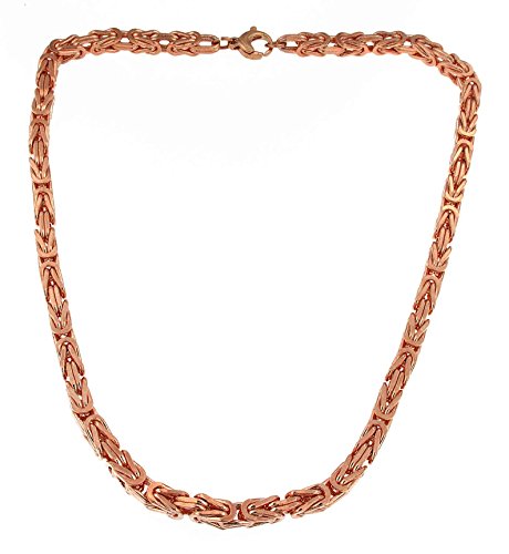 Collier byzantin plaqué or rose 6 mm carré, bijou maille royale