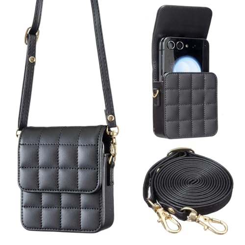 Étui Motorola Razr 50 Ultra noir housse cuir avec sangle amovible