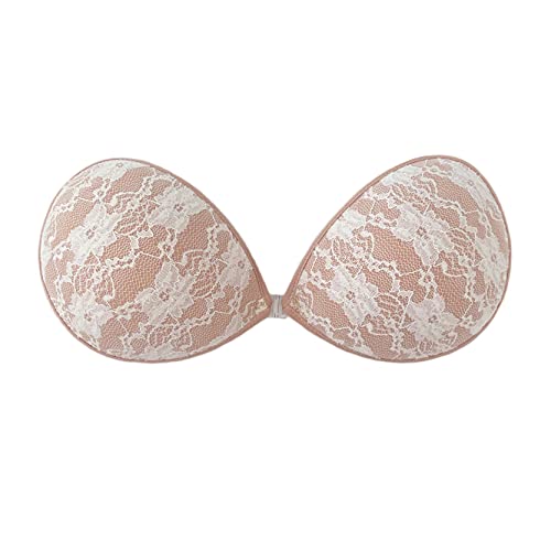 Flyrt Sticky Adhesive Bra Lace Strapless Backless Padded Push-Up (S, Nude) #TOP1