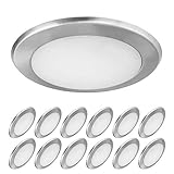 OSTWIN (12 Pack 6 Inch LED Disk Light, Dimmable Recessed Lighting Fixture Brushed Nickel Low Profile Flush Mount Ceiling Light 15=120W Replacement 1300Lm 4000K (Bright White) Wet Location, ETL Listed