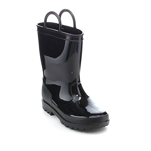 Judy Kid's Girls Comfort Solid Color Rain Boots,Black,12