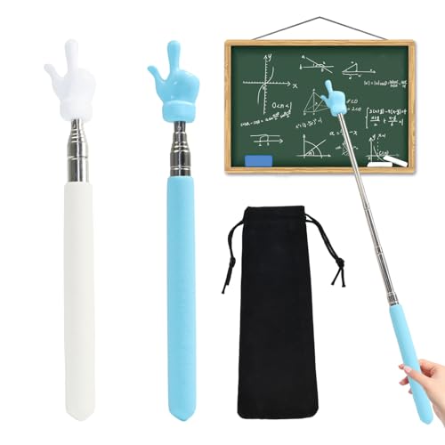 Punteros Telescópicos para Maestros,2pcs Maestros Palo Extensible Puntero Retráctil,Puntero de Mano con Bolsa de Tela para Aula Ayudas para Profesores Escuela Primaria