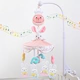 Aimafun Baby Crib Mobile for Girls with Music, Lights & Projection, Adjustable Volume, 360° Rotating Plush Crib Toys with Detachable Musical Box, Hanging Mobile for Crib, Nursery Decor