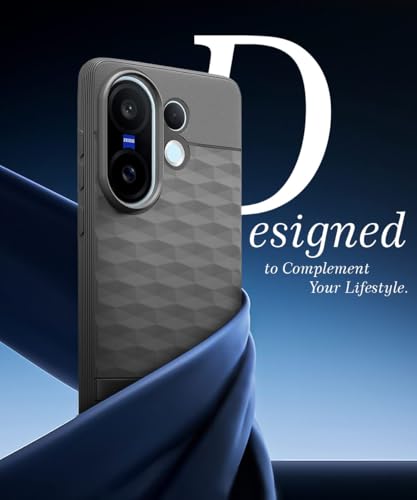 Image of WOW IMAGINE Back Cover for Vivo X200 FE 5G with Hexa Cube Design | Ultra Slim Soft Rubberised Case | Inner Velvet Fabric | Matte Silicone Flexible Mobile Case | Camera Protection - Grey