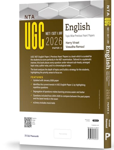 Image of Pearson UGC NET English Paper 2 Previous Years Papers | For NET /SET /JRF | Solved 2004-2026 PYQs, Topic & Author-wise, Literary Theory, Criticism & Mock Tests (UGC preparation series 2026)