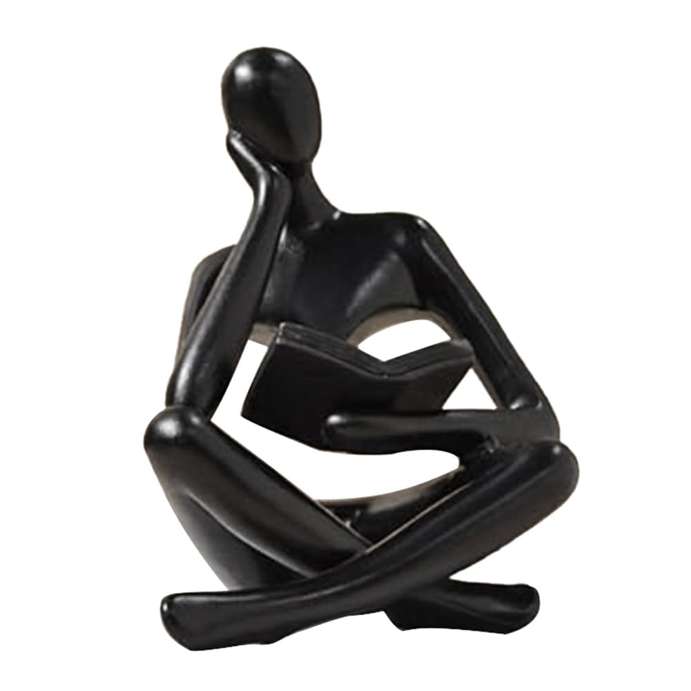 CTRLZS Thinkers Sculptures,Black Thinkers Resin Statue Reading Ornament,Thinkers Sculpture Decoration, Modern Book Decor B