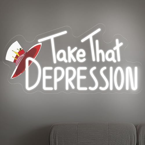 Image of Take That Depression Duck Neon Sign, Hazbin Hotel wall art, Lucifer,Hazbin Hotel Fan Art, Depression Duck,Best Dad Lucy, Lucifer Morningstar, 16.5 inchx8.7 inch