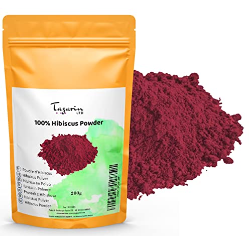 200 g Flores de Hibisco en Polvo | Polvo de Hibisco | Flores de Hibisco Molidas | 100% Natural, Puro y Sin Aditivos - TazarinLtd