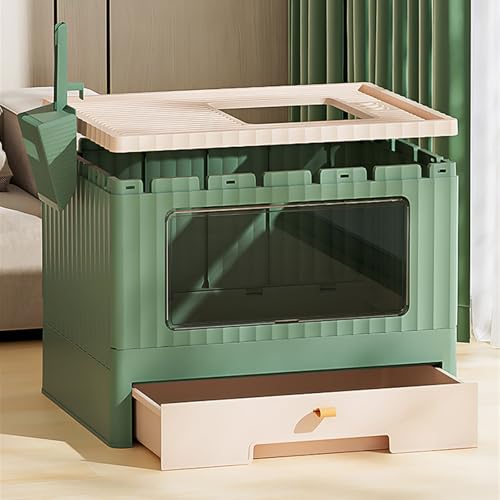 Caja de arena plegable con tapa para gato, entrada superior miniatura 6