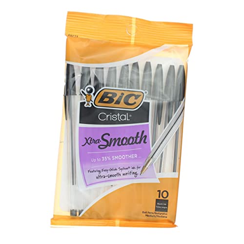 Cristal Stic Ball Pen Bic MSP101-BLACK stylo bille pointe moyenne noir lot de 10