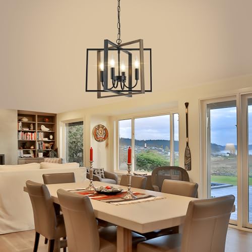 Farmhouse Chandelier Black Rustic Industrial Pendant Light Fixture,Adjustable Metal DIY Hanging Kitchen Ceiling Light Fixtures for Dining Room Living Room Bedroom Foyer Hallway Entryway by AOLALA - Image 7