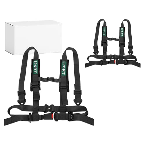 DING.PAI 2Pcs 4 Point Bucket Racing Harness With Padding Heavy Duty Buckle, Upgraded 2 Inch Black Straps, UTV Harness 4 point Universal Adjustable for Adults Easy Install
