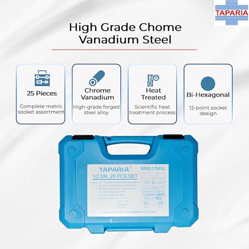 Image of TAPARIA Socket Set - BMS-17MXL - with 12.7mm(1 /2) Square Drive
