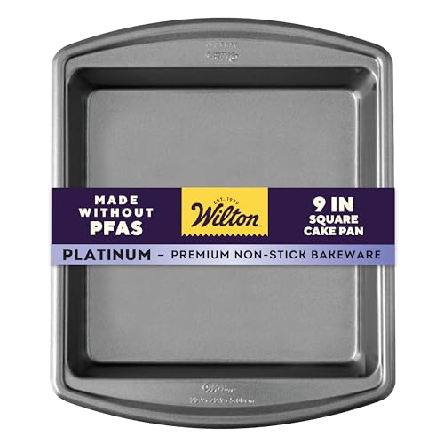 Wilton Platinum Non-Stick 9 x 9 Inch Square Brownie Cake Pan, Stainless Steel Bakeware, Made without PFAS, Packaging May Vary   Wilton Platinum Non-Stick 9 x 9 Inch Square Brownie Cake Pan, Stainless Steel Bakeware, Made without PFAS, Packaging May Vary