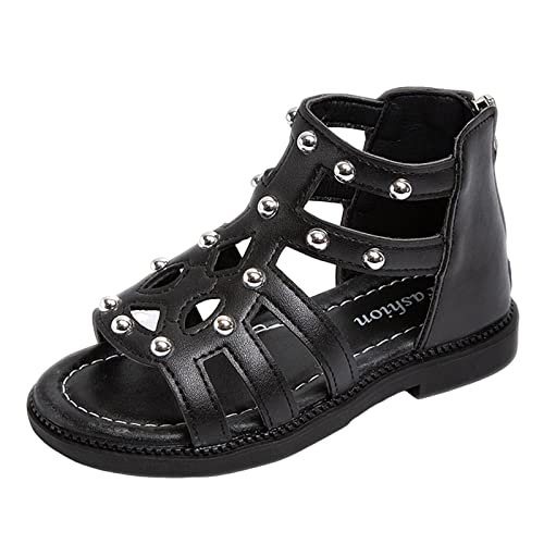 Kinderschuhe Flache High Top Sandalen Mode Sommer Kleines Mädchen Perlen High Top Prinzessin Kinderschuhe Kleinkinderschuhe für Mädchen (Black, 27 Toddler)