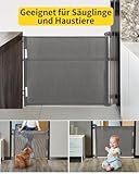 Retraktierbares Sicherheitsgitter für Babys & Haustiere – Extra Breit & Hoch, 0-140CM Türschutzgitter für Treppen, Türen, Innen- & Außenbereich, Einfache Einhand-Bedienung, Grau