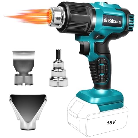 Edtran Cordless Heat Gun with Nozzles Cover