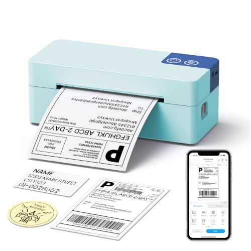 Image of Bluetooth Thermal Shipping Label Printer, 4x6 Portable Direct Thermal Printer, Compatible with iPhone, Android, Windows and Mac, Widely Used for USPS UPS Amazon Shopify Etsy, Blue