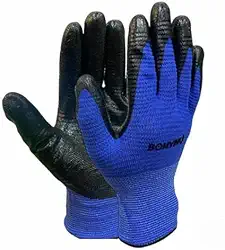 Luva de Proteção Multitato, Tamanho XL, Azul e Preta, Revestimento em PU, para Serviços Gerais e Manutenção BOM7107