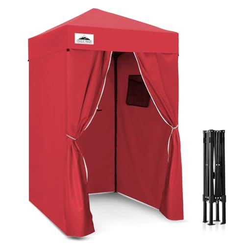 EAGLE PEAK EAGLE PEAK Flex Ultra Compact Pop-up Canopy, Sun Shelter, Changing Room, Portable Privacy Canopy Cabana, 4x4ft Canopy Tent, for Pool, Fashion Photoshoots, or Camping, Red