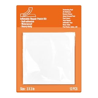 Pool Patch Repair Kit for Inflatables-Air Mattress Patch Kit Heavy Duty, Waterproof Self-Adhesive TPU Vinyl Repair for Pool Liners, Bounce House, Air Bed, Above Ground Pool, Water Slide (12 Packs)