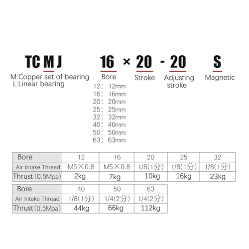 Vérin pneumatique TCLJ12-10 compact avec tige de guidage intégrée