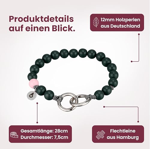 beadstars® Handykette kurz aus Holzperlen | Universal Handyanhänger für alle Smartphones | Handmade in Germany | kompatibel mit iPhone, Samsung u.a. | ideal als Geschenke für Frauen (Forest Rose)