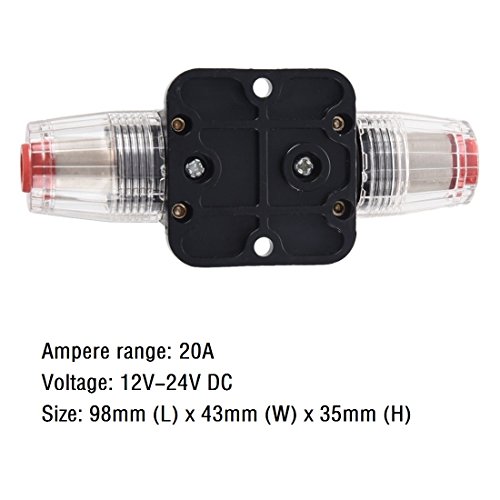 ANJOSHI Circuit Breaker 20A 20-300amp Reset Fuse Holder Inline Fuse for Car Audio and Amps Overload Protection 12V-24V DC Replace Fuses