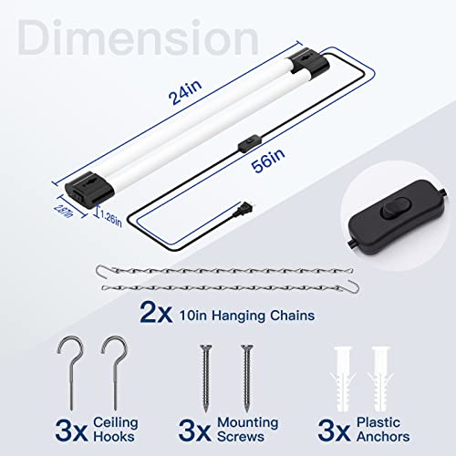 Image of BBOUNDER 2FT LED Shop Light Fixture, Super Bright 2200LM, Cool Daylight White 6500K, Ceiling or Hanging Mount, Durable Garage Shop Lighting for Warehouse, Workbench, Basement, and Business Use, Black