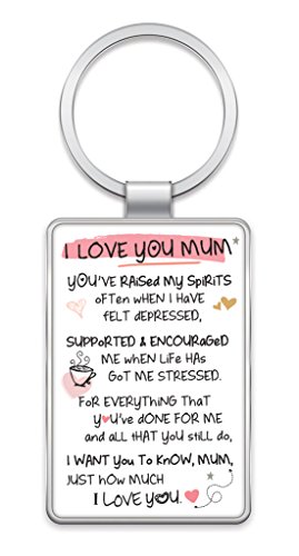 I Love You Mum Inspired Words Metal Keyring