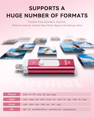 Image of Apple MFi Certified 256GB Flash Drive for iPhone Thumb Drive Photo Stick, USB Memory Stick iPhone Flash Drive for Photos Videos, High Speed Jump Drive Compatible for iPhone /iPad /Android /PC (Red)