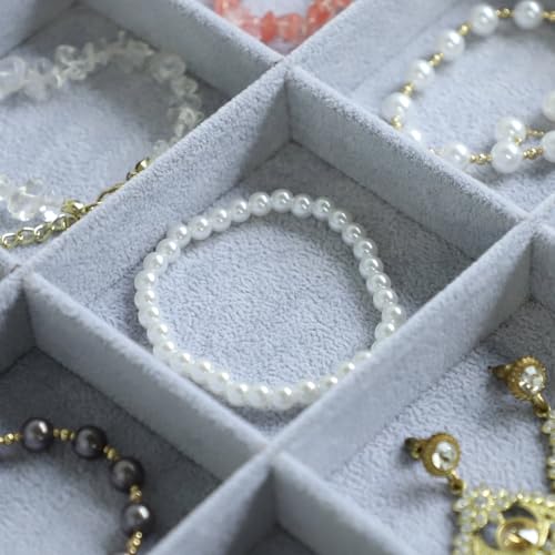Image of Wudygirl Velvet Stackable 12 Grid Jewelry Tray Display Jewelry Organizer Storage Rings Earrings Watch Necklace Bracelet Cufflinks Holder Showcase(12 Grid)