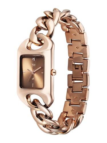 Image of Fastrack Vyb Prodigy with Quartz Analog Mocha Brown Dial Rose Gold Alloy Strap Watch for Girls - FV60125WM02W