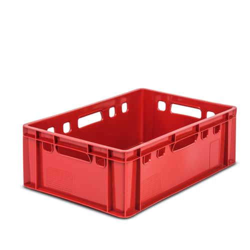 gardivo E2 Kisten Rot 5 Stück 60x40x20 Meischkiste, Metzgerkiste, Lagerkiste in rot, stapelbbar lebbensmittelecht robust fleischerkiste kunststoff Eurobox