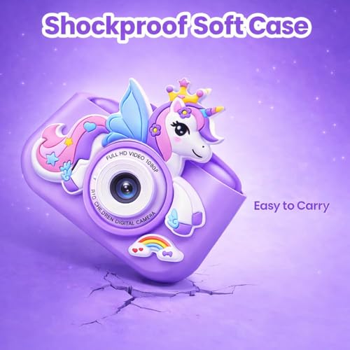 Image of PLUSPOINT Kids Digital Camera, Unicorn Toys Camera with Selfie 1080P HD Video, Christmas Birthday Gifts for Girls, Toddler Digital Camera Toys Gifts for 3+Year Old Girls and Kids
