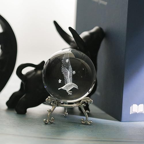 Vskikris 3D Crystal Ball With Eagles Figurines Crystal Glass Balls With Stand 3D Laser Crystal Sphere Paperweight Gifts #TOP4