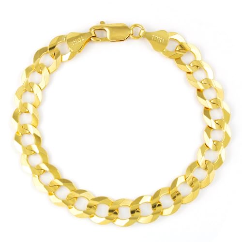 Pulsera de cadena cubana sólida en oro amarillo 10K 7" miniatura 1