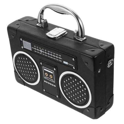 Sac à main gothique rigide en simili-cuir de qualité supérieure forme radio vintage