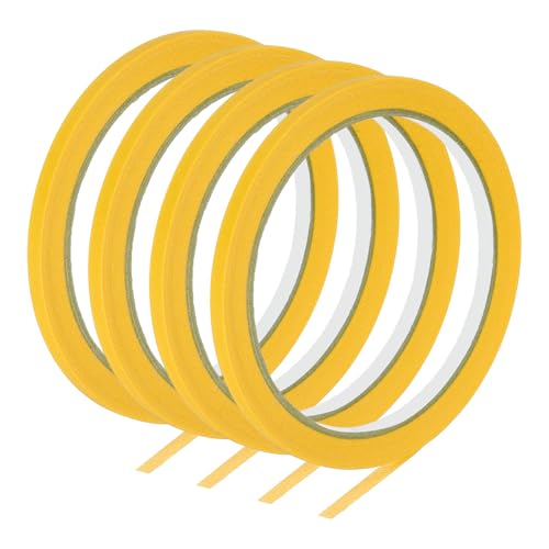 Image of PATIKIL Masking Tape 0.2 Inch Wide, 4 Roll 22 Yard Painters Tape Bulk No Residue Craft Tape for Wall Painting Labeling Car Painting Home DIY Flower Crafts Decoration, Yellow