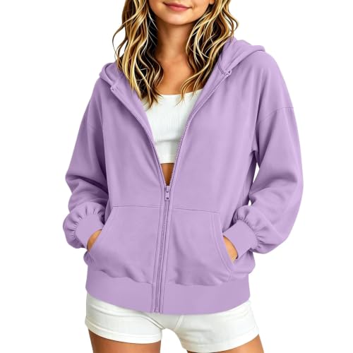 Cethrio Hoodies for Boys 14-16 Girls Zip Up Hoodie Oversized Hooded Sweatshirt Jacket Fall 2026 Fashion 5T Back to School Outfits for Girls Sudaderas Con Capucha Dressly Capsule Wardrobe Purple - image 2