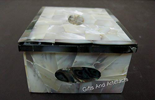 Boîte à bijoux rectangulaire en véritable marbre blanc et gemme - 5