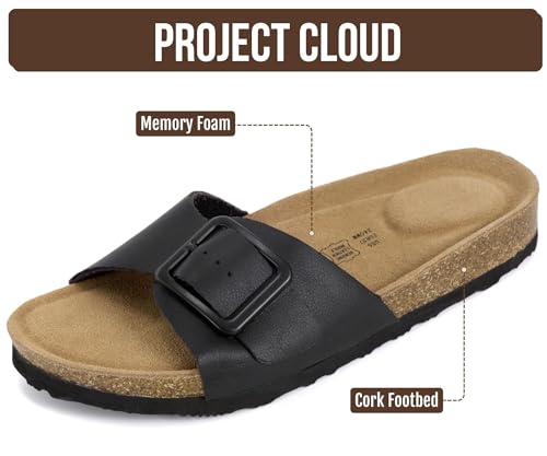 Image of Project Cloud 100% Genuine Leather Sandals Women Dressy Beach Essentials Slides for Women Footwear - Lightweight with Memory Foam Insole Sandals for Women 2026 - Womens Slides