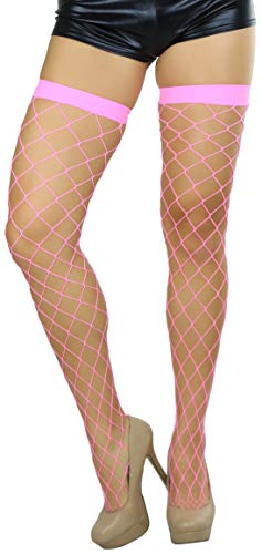 Image of ToBeInStyle Women's Vibrant Large Net Fishnet Thigh High Elastic Nylon Novelty Stockings