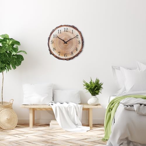 Reloj de pared de madera rústica 12 pulgadas silencioso miniatura 5
